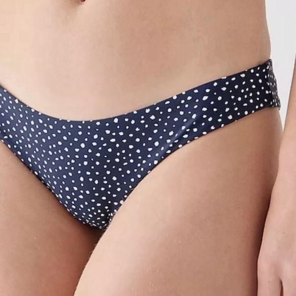 J. Crew Hipster Bikini Bottom in Navy Blue & White Polka Dot Size XS NWT - Picture 1 of 5